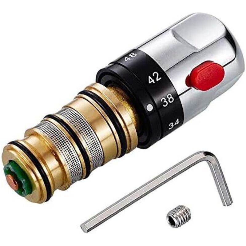 Mitigeur Thermostatique Mélangeur D'Eau, Laiton Solide Cartouche De Cuivre Contrôle De Température Robinet Robinet Raccords De Robinet