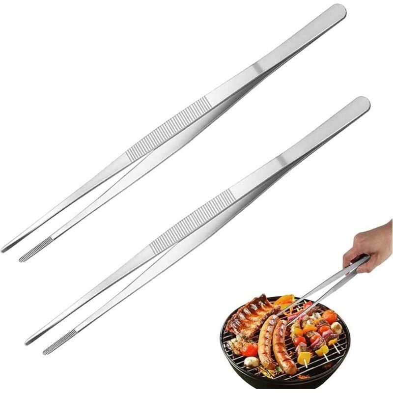 Lot De 2 Pinces De Cuisine En Acier Inoxydable De Qualité Alimentaire 30 Cm,pince À Viande Avec Surface De Préhension Rainurée,brucelles De Barbecue Multifonctionnelles,pince Pour La Cuisine