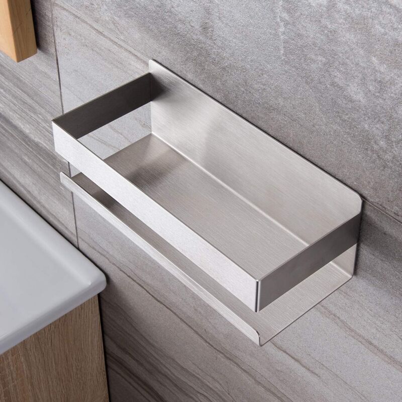 Chariot De Douche Auto-adhésif Sans Perçage, Étagère De Salle De Bain En Acier Inoxydable Sus304 (argent)