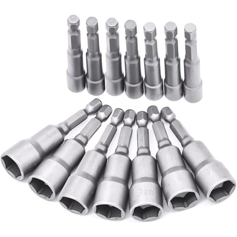 14 Douilles De Tournevis 6-19 Mm – Adaptateur D'Embout, Tête Hexagonale Pour Perceuse À Main, Tournevis Électrique, Clé À Douille (acier À Roulement De Haute Qualité)
