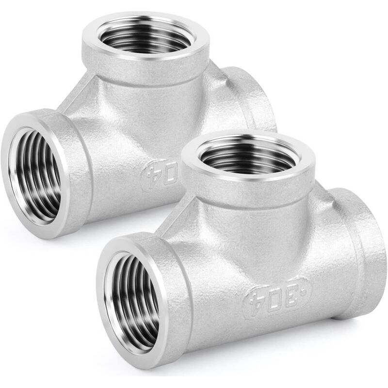 2 Pièces Raccords De Tuyauterie En Té En Acier Inoxydable, Raccords De Tuyauterie Femelles Bsp 3/4
