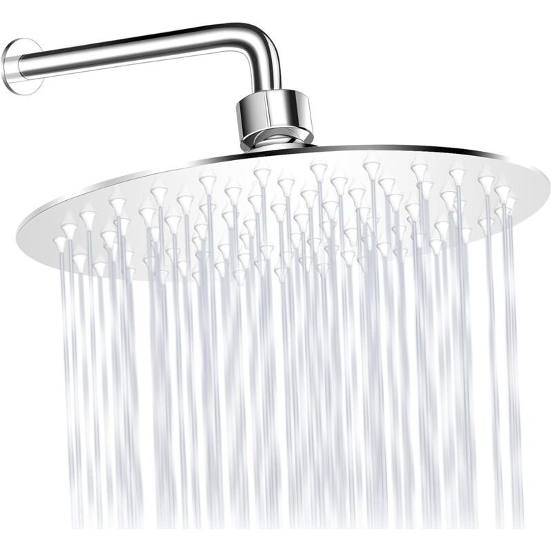 Pommeau De Douche À Effet Pluie, 20 Cm Rond Pommeau De Douche En Acier Inoxydable 304 Avec Gel De Silice Anti-blocage