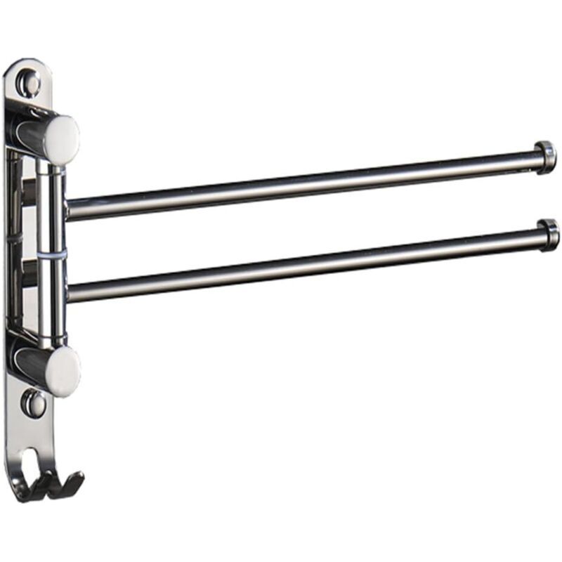 Porte Serviettes Salle De Bain Avec 2 Barres 180°rotatives Sèche-serviettes En Acier Inoxydable Sus304 Porte Serviette Murale Sèche Serviettes Pour Salle De Bain Cuisine Lavabo (argent Chromé)