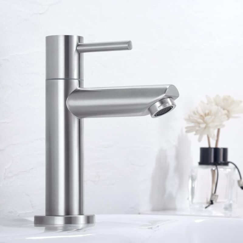 Mitigeur De Salle De Bains, Robinet De Lavabo Monocommande, Acier Inoxydable, Gris