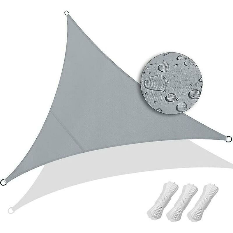Triangle Shade Sail Waterproof Uv Protection 95% Polyester Resistant And Breathable For Garden Terrace With Rope 3x3x3m（grey）