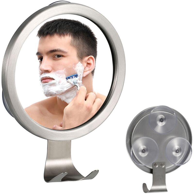 Sjlerst Miroir De Salle De Bain Antibuée Avec Support Mural À Ventouse Et Crochet Pour Rasoir