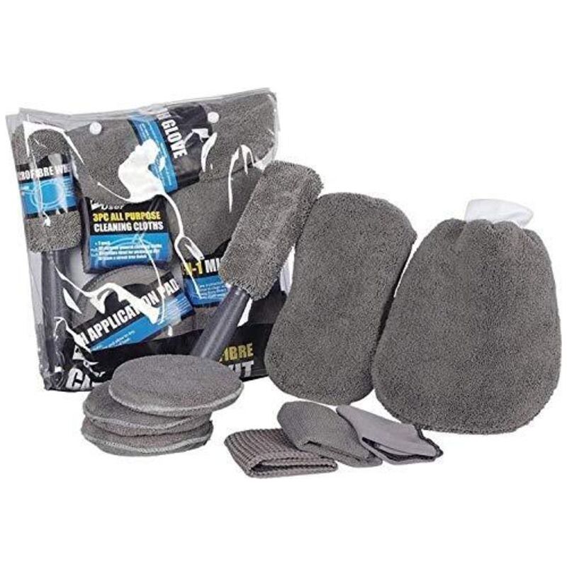 Kit De Nettoyage Pour Voiture 9 Pièces – Chiffons De Nettoyage En Microfibre Brosse Éponge Gant De Lavage Brosse Pour Jantes Et Entretien De La Peinture