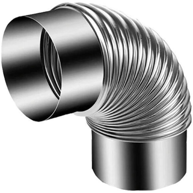 Tuyau De Poêle Coude Ø Env. 120 Mm, Coude De Poêle 90° En Acier Aluminié À Chaud,argenté