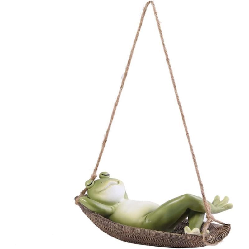 Ornements De Sculpture, Décor À La Maison, Pendentif De Grenouille De Balançoire De Jardin Animal Mignon Moderne Minimaliste Ornements De Cour Extérieure Artisanat En Résine (color : Green)