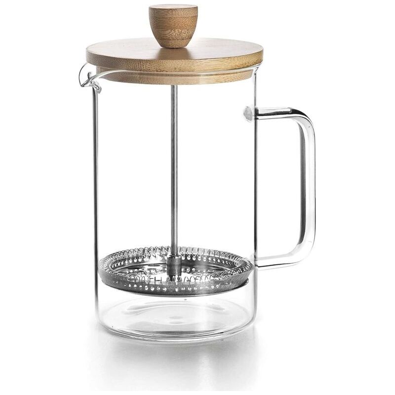 Presse Française En Verre Avec Couvercle En Bois, Cafetière En Verre Borosilicaté Avec Couvercle En Bois, Résistante À La Chaleur Et Antidéflagrante, Théière Verte, 800 Ml