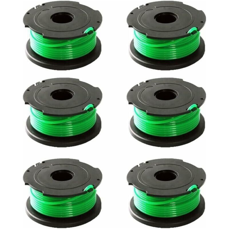 Aougo – Lot De 6 Bobines De Fil Vert Pour Débroussailleuse – Compatible Black & Decker Gl7033 Gl8033 Gl9035 – Coupe Précise 33-35 Cm - A6482