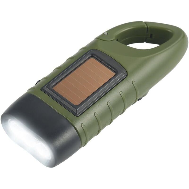 Lampe De Poche Solaire, Torche Led Solaire & Manivelle Flashlight Rechargeables Les Activité En Plein Air Lampe D'Urgence - Vert [classe Énergétique A+++]
