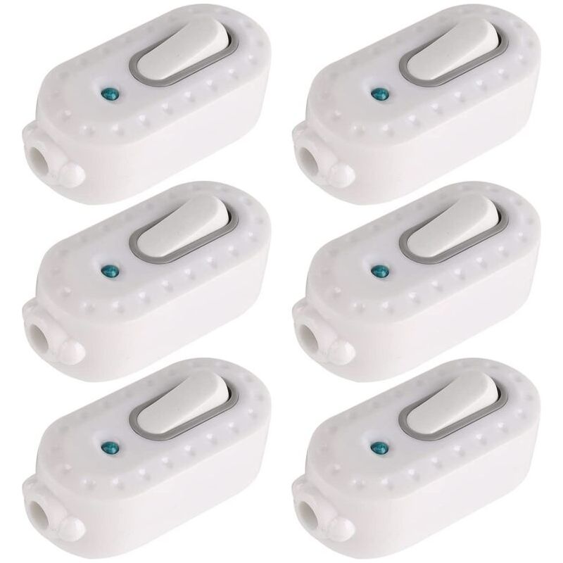 Interrupteur Bi-polaire,6 Pcs 6a Compact En Plastique On/off Interrupteur À Bascule Interrupteur À Bascule Led Interrupteur En Ligne Cordon Lumière Interrupteur Avec Voyant Pour Petit Appareil