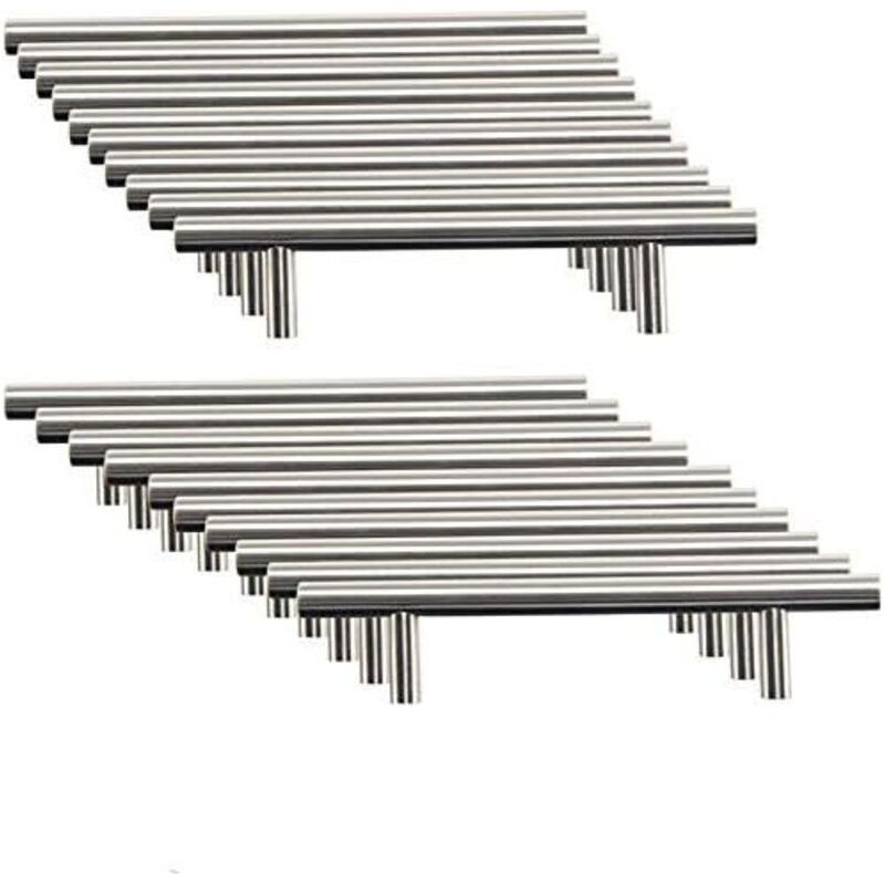 20 X Acier Inoxydable Poignee De Meuble Cuisine Espacement Des Trous De 96 Mm, Acier Brossé Poignée En T Pour Porte D'Armoire
