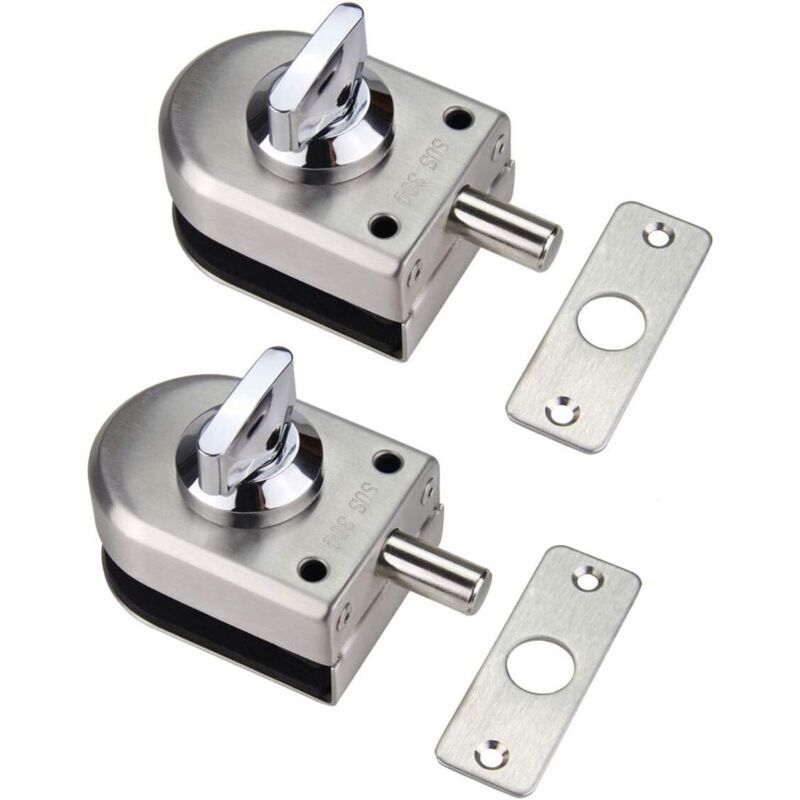 Lot De 2 Verrous De Porte En Verre En Acier Inoxydable 304 Pour Salle De Bain, Toilettes, Magasins, Portes En Verre Sans Cadre – Demi Rond