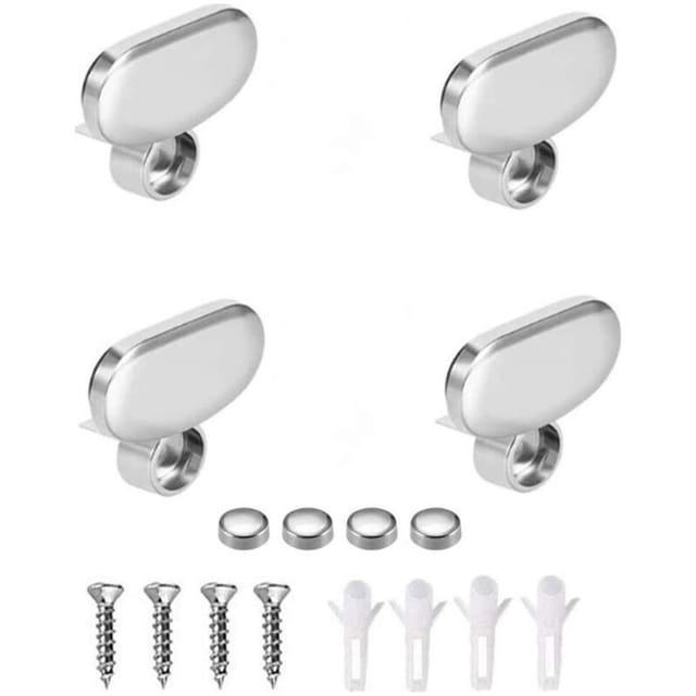 4pcs Clips De Miroir, Clip En Verre Flottant Miroir, Clips De Miroir De Salle De Bains, Supports De Support D'Étagère De Pince En Verre