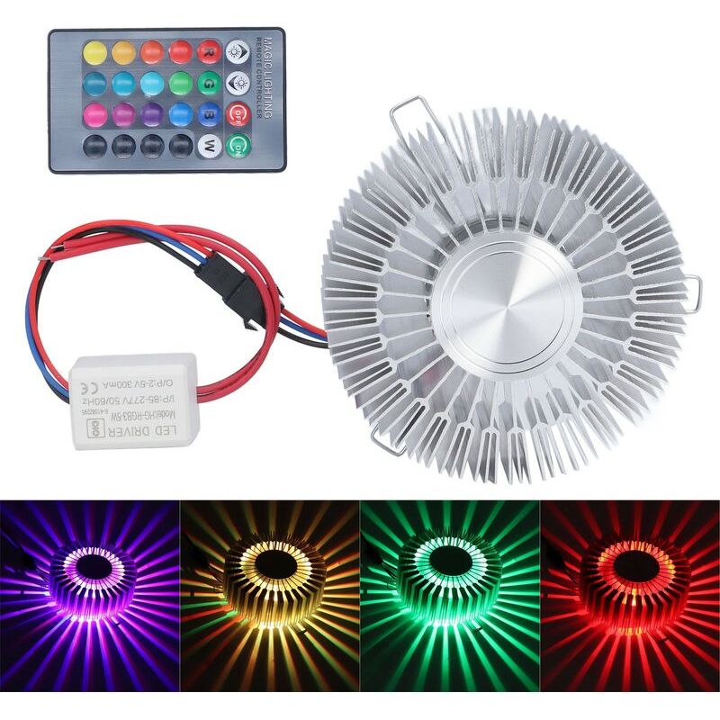Sun Flower Applique Aluminium 3w Rgb Led Aluminium Applique Avec Télécommande Pour Chambre Chevet Salon 85277v