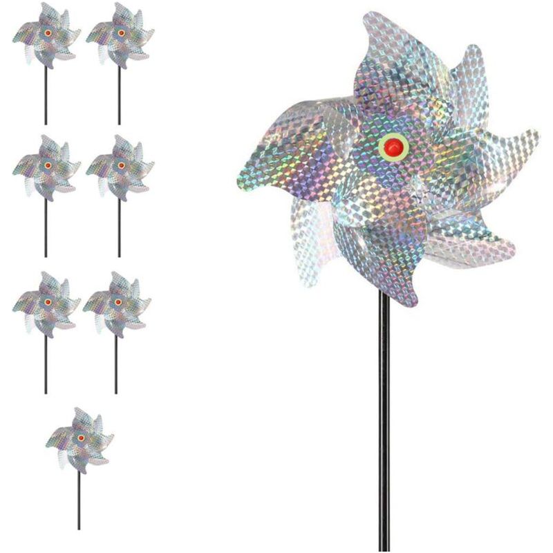 Moulin À Vent Anti-oiseaux Réfléchissant, 8 Ensembles De Haute Réflexion, Matériau Pvc, Efficace Pour Les Oiseaux, Sécurité Non Toxique, Convient Aux Terres Agricoles (couleur