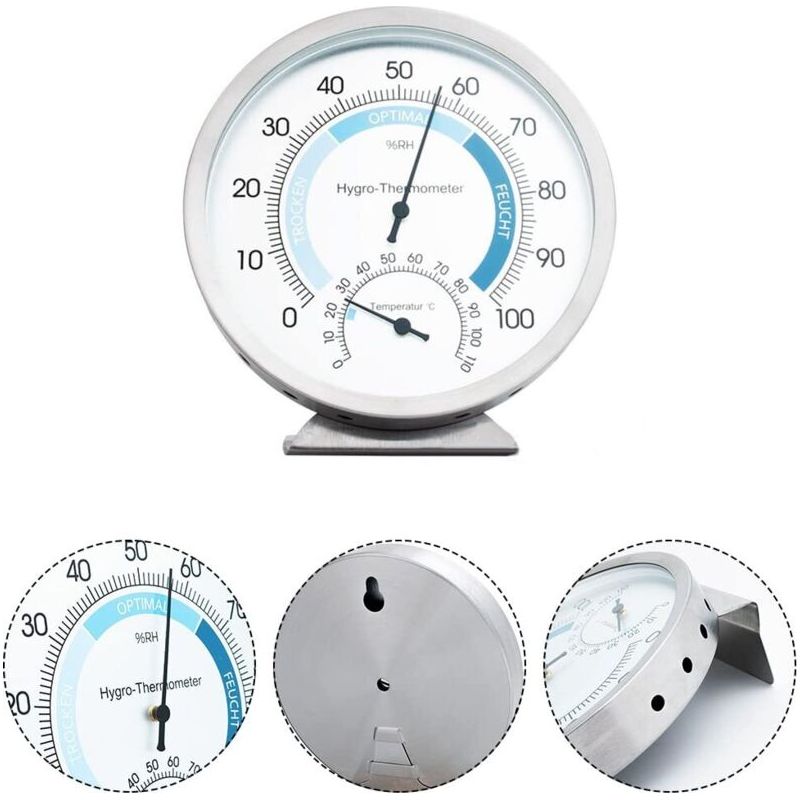 Thermomètre Rond Et Hygromètre, Thermomètre Hygromètre Avec Support, Station Météo, Thermomètre D'Intérieur Barométrique, Mesure De Pression Simple Et Facile, De 0 ℃ À +100 ℃