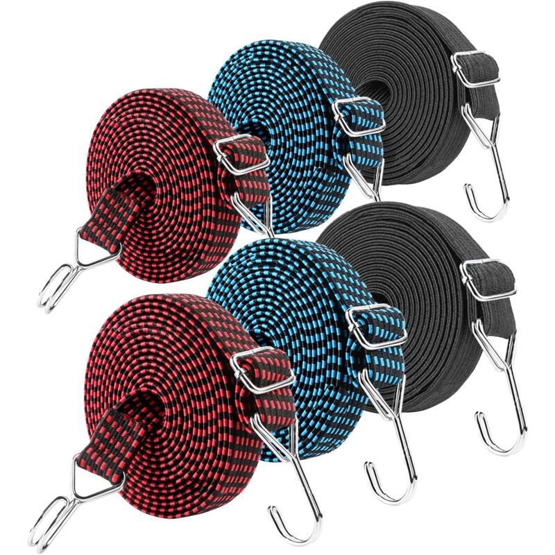 Lot De 6 Tendeurs Élastiques, Ajustable 2m Élastiques Sandows Avec Crochets, Tendeur De Bagages Élastique, Tendeur Bagages Universel Pour Transport De Bagages Voiture Moto Camping