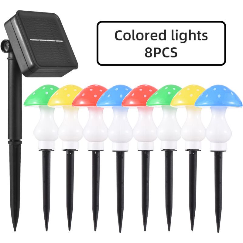 8 Lampes Champignon Solaires Led 8 Modes Ip65 Couleurs Jardin