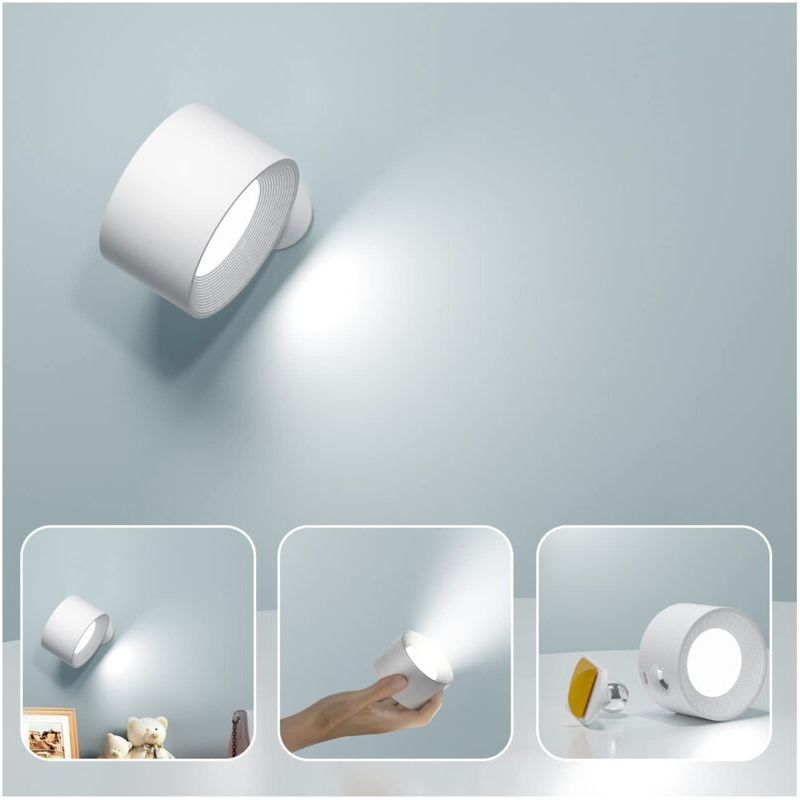 Applique Murale Interieur, Lampe Murale Touch Led Avec Port De Charge Usb Contrôle Tactile, 3 Niveaux De Luminosité 3 Températures Rotatifs 360° Lampe De Chevet Pour Chambre À Coucher Npterbl