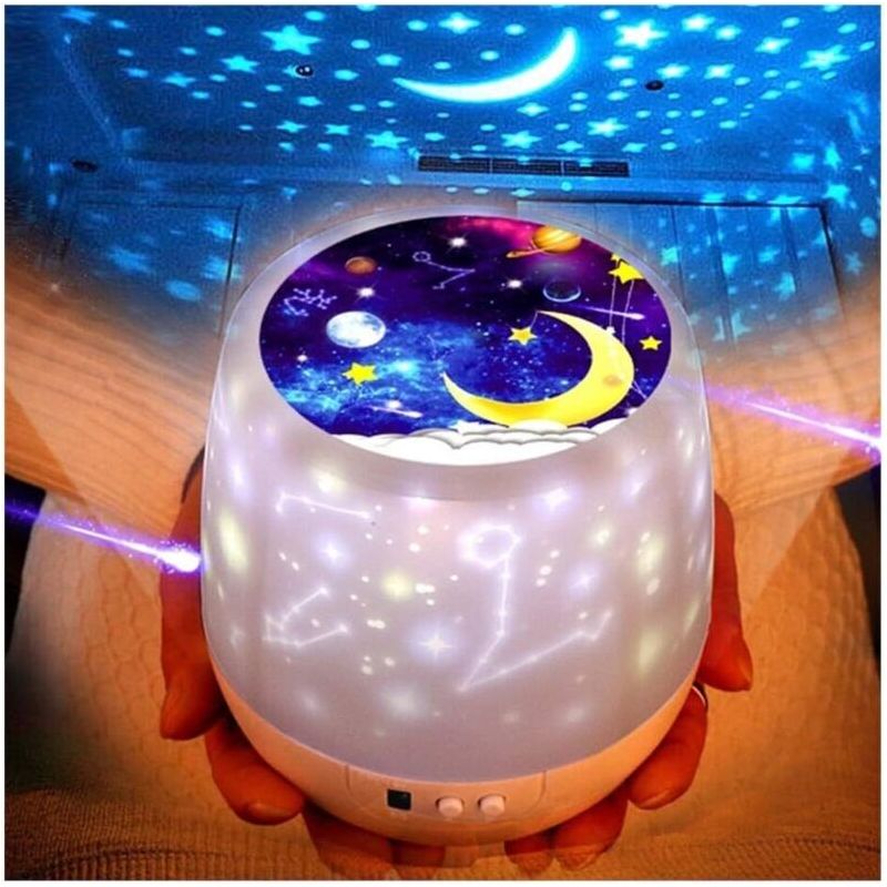 Musique Projecteur Lampe Enfant, Pépinière Lampes Étoiles Tournantes Pour Enfants Étoiles