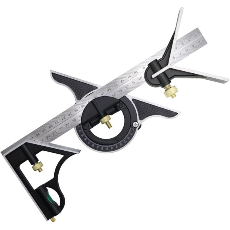 Équerre À Combinaison 300mm, Règle D'Angle De Combinaison En Acier Inoxydable, Équerre Combinée Avec Niveau À Bulle Et Tire-lignes Pratique, Idéal Pour Les Travaux De Menuiserie