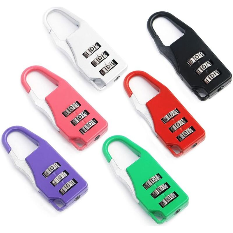 6 Pièces Mini Cadenas Code Casier Cadenas Code 3 Chiffres Cadenas Valise Cadenas Cadenas De Sécurité À Combinaison Pour Bagages Sac À Dos Valise Casier (noir Argent Violet Rouge Rose Vert)