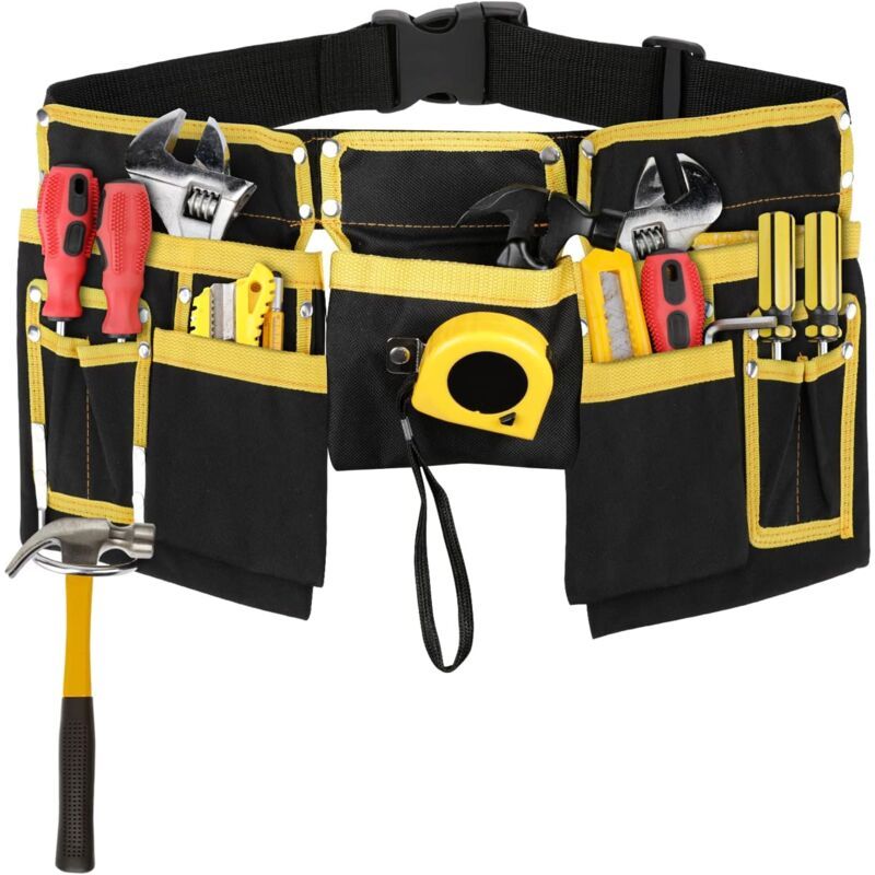 Ceinture Porte-outils Avec 11 Poches, 30" - 45" Pochette De Ceinture À Outils Réglable