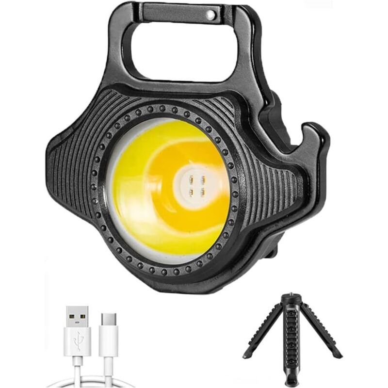 Mini Lampe De Poche 500 Lumen, 7 Modes D'Éclairage Usb Rechargeable Lampe De Travail Led Portable Support Pliable Décapsuleur Base Magnétique Camping D'Urgence [classe Énergétique A++]