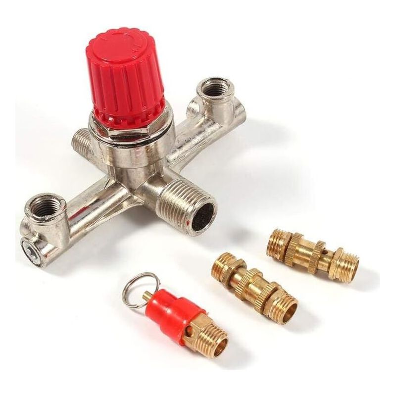 Accessoire Compresseur À Air, Compresseur D'Air En Alliage À Tube De Sortie Double, Accessoires De Soupape De Régulation De Pression Avec Petit Support De Compresseur D'Air