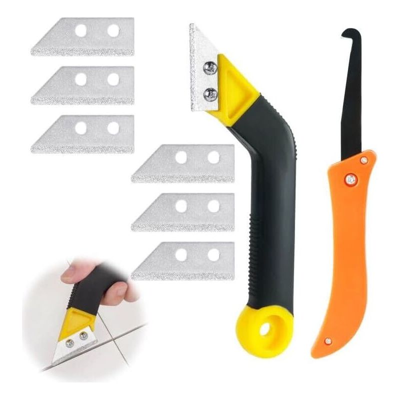Grattoir À Joints, Lot De 9 Grattoirs Joints Carrelage, Grattoir Rasoir Nettoyage Pour Carrelage, Grattoir A Dejointer Carrelage
