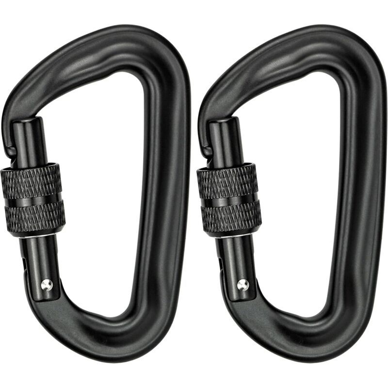 2pcs Mousqueton Escalade 12kn (1200kg) Robustes Mousqueton Aluminium Mousqueton À Verrouillage En Forme De D Pour Hamacs Balançoire De Yoga Camping Porte-clés Chiens De Serrure