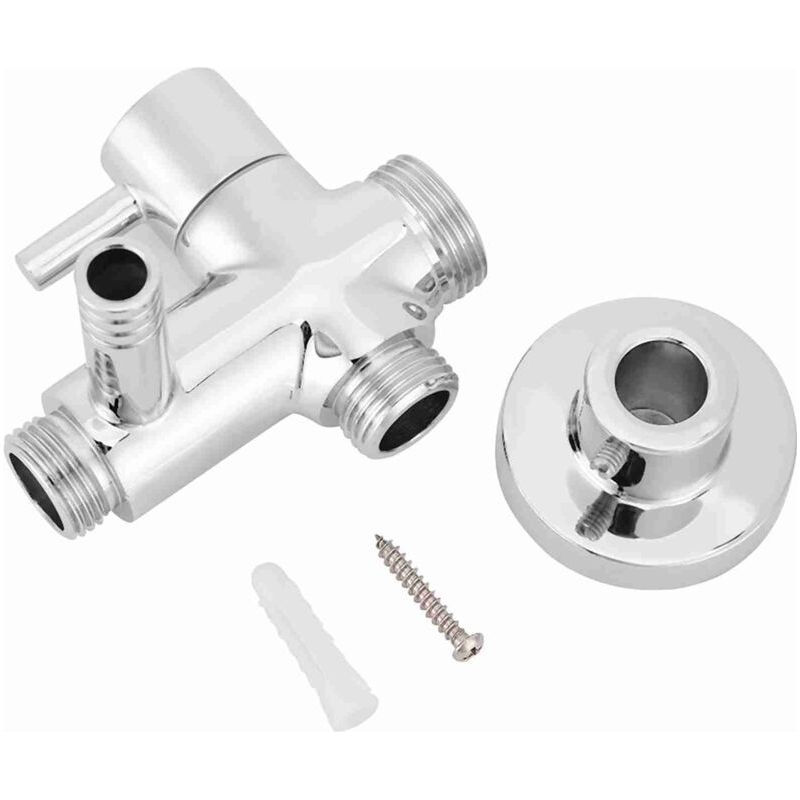 Sjlerst Séparateur De Douche En Cuivre Rond Pour Salle De Bain, À Fixation Murale, Avec Base Et Accessoires, 1/2 Pouce