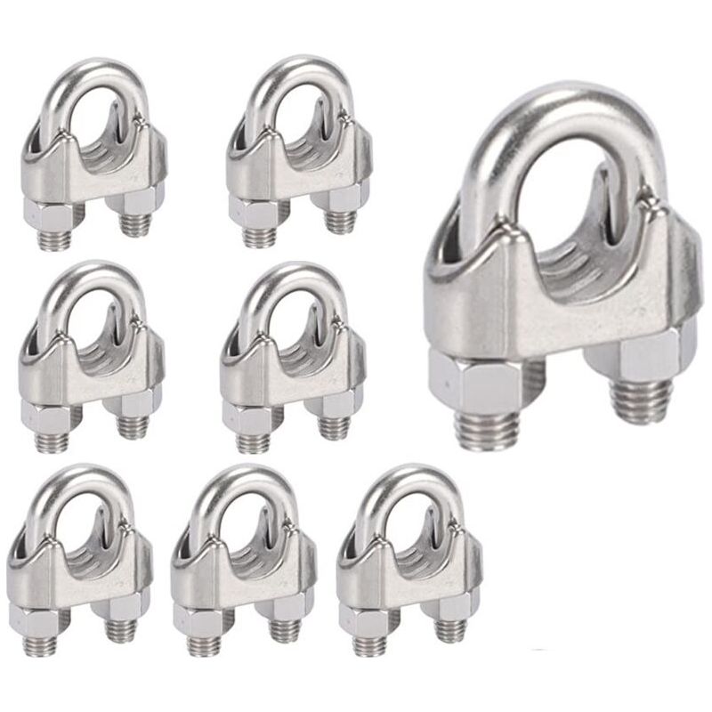 M8 Serre-câbles Etrier U Boulon Clip De Câble 304 Acier Inoxydable Selle De Pince De Câble Câble Métallique Clips Pour Etendoir Linge Exterieur10pcs
