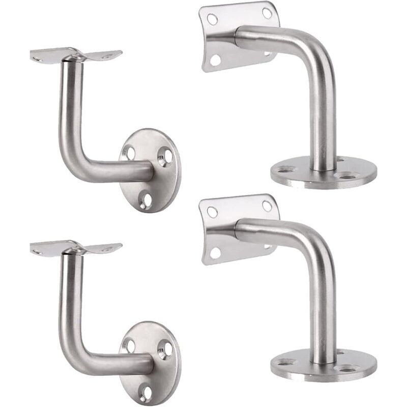 4pcs Inoxydable Supports, Support Mural En Acier Inoxydable,support Mural Fixation Tringle,balustrade Murale Support De Tube 90°,pour Mur Intérieur Loft Main Rampe Escalier Support.