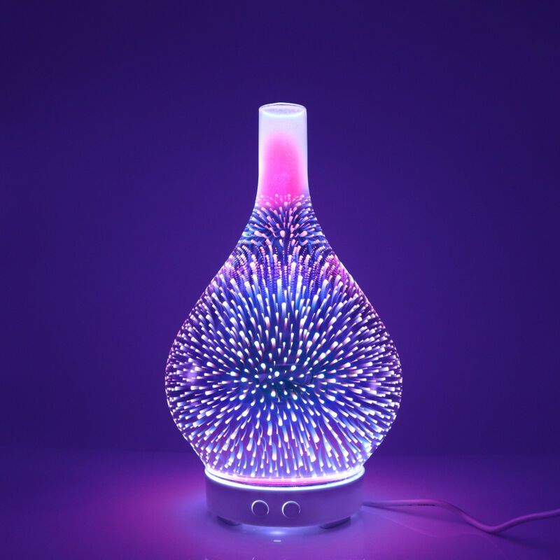 Aougo – Diffuseur D'Huiles Essentielles 120 Ml – Humidificateur D'Air Ultrasonique – Arrêt Automatique – Lumières Led 7 Couleurs – Pour Bureau Et Spa - 3d-glass