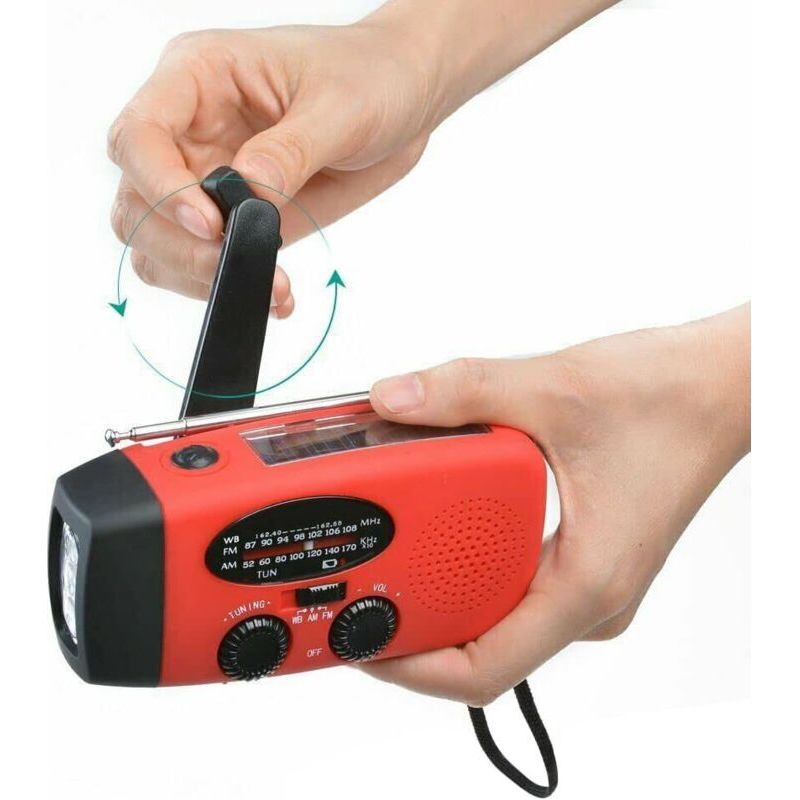 Radio Solaire Portable, Main Manivelle Self Powered Am/fm/noaa Radio, Météo Radio Appareil D'Urgence Avec 3-led Lampe De Poche Et Chargeur De Téléphone Pour Randonnée Camping(2000mah)