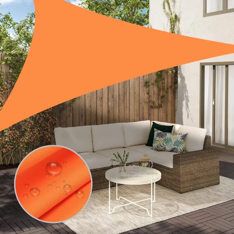 Store Triangulaire 4x4m Orange 3 Mousquetons Uv/pluie