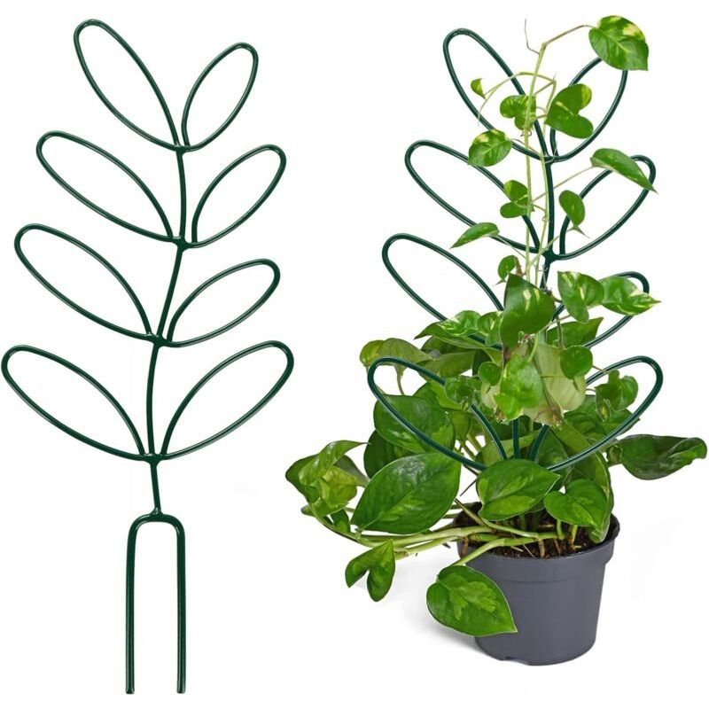 Lot De 2 Petits Treillis Pour Plantes En Pot, 31,5 Cm En Forme De Feuille, Mini Treillis Pour Plantes Grimpantes En Métal, Support Pour Plantes D'Intérieur Et D'Extérieur