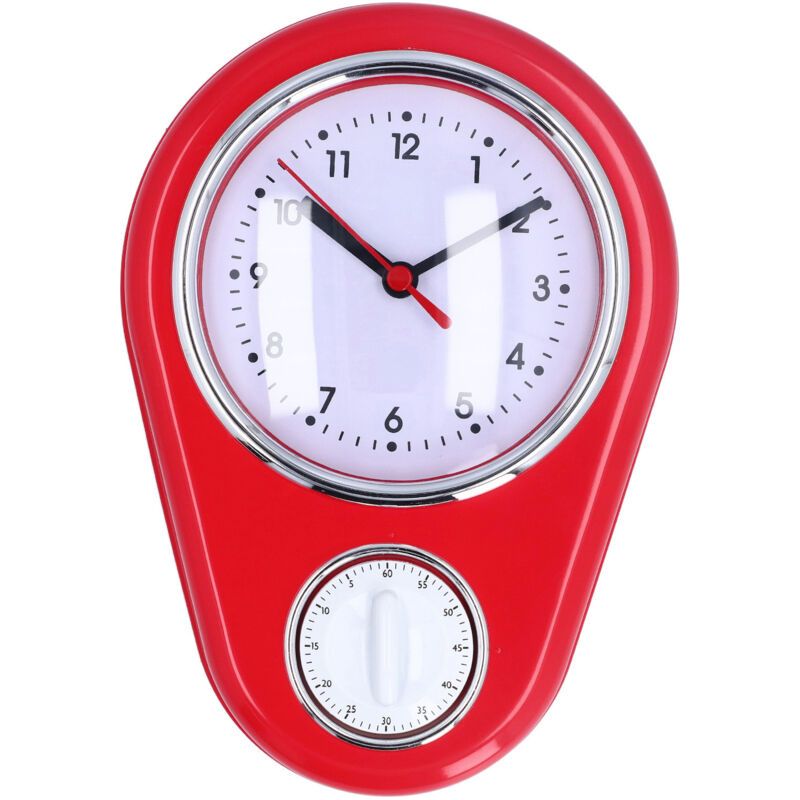 Sjlerst Minuterie De Cuisine De 9 Pouces, Horloge Murale Multifonction Innovante, Temps Précis, Fonctionnement Silencieux, Quartz Pour La Maison Rouge
