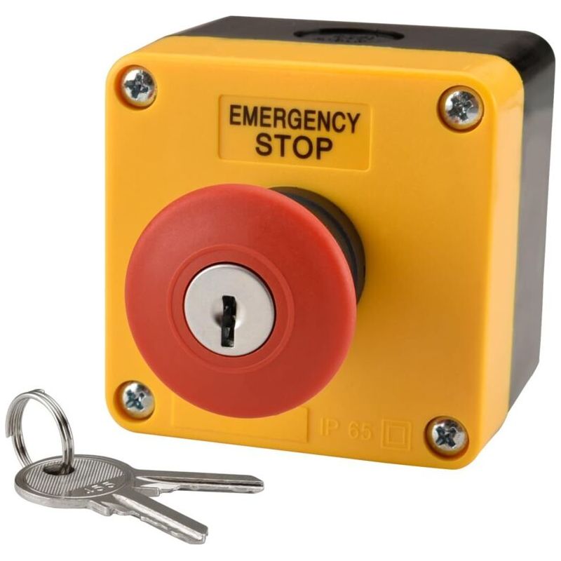 Interrupteur D'Arrêt D'Urgence Résistant Aux Intempéries, Panneau Rouge, Bouton Poussoir, 660v, 10a, Avec Boîte Et Clé