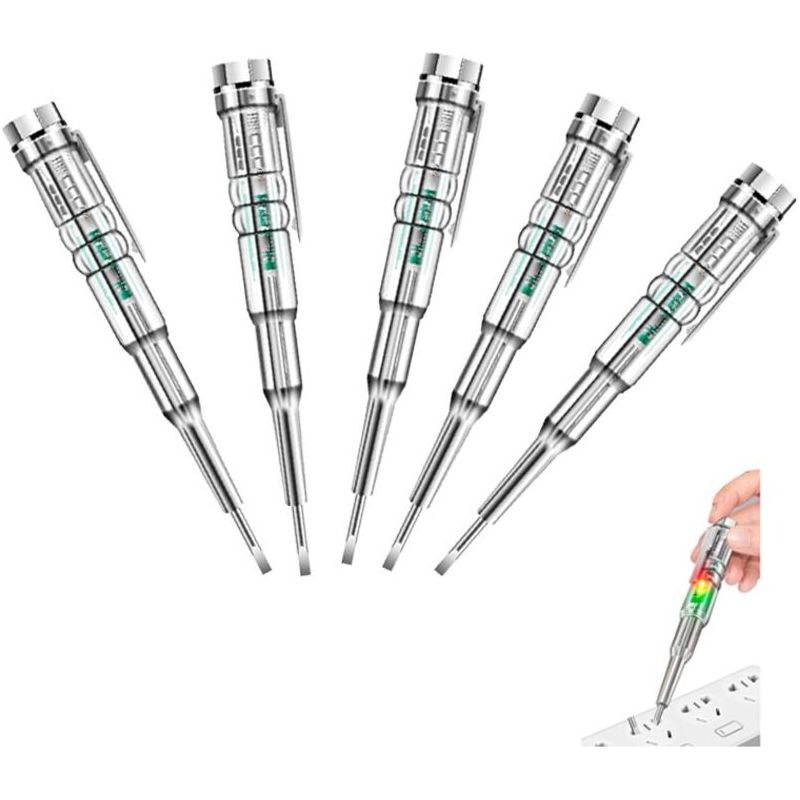 Lot De 5 Stylo Testeur De Tension Stylo De Test À Induction Intelligent Sans Contact - Détecteur De Puissance De Voltmètre Indicateur De Tournevis Électrique, Testeur De Tension Stylo Ac Sans