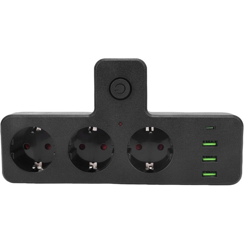 Multiprise Multifonction Avec Interrupteur : 3 Prises Secteur, 3 Ports Usb Et 1 Port Usb-c. Idéale Pour La Maison, Les Voyages Et Les Chambres D'Étudiant.