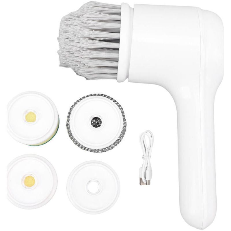 Brosse De Nettoyage Électrique Rotative, Brosse De Nettoyage Électrique Portative Avec Écran, Étanche Ipx7, Brosse De Nettoyage Électrique Avec 4 Têtes Interchangeables Pour Cuisine, Baignoire, Carrel