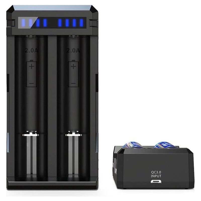 Chargeur Batterie Li-ion Professionnel Et Rapide, Réactivation Profondes Et 0v,pour 18650 22650 26650 21700 25500, Noir, 53 X 105 X 27mm