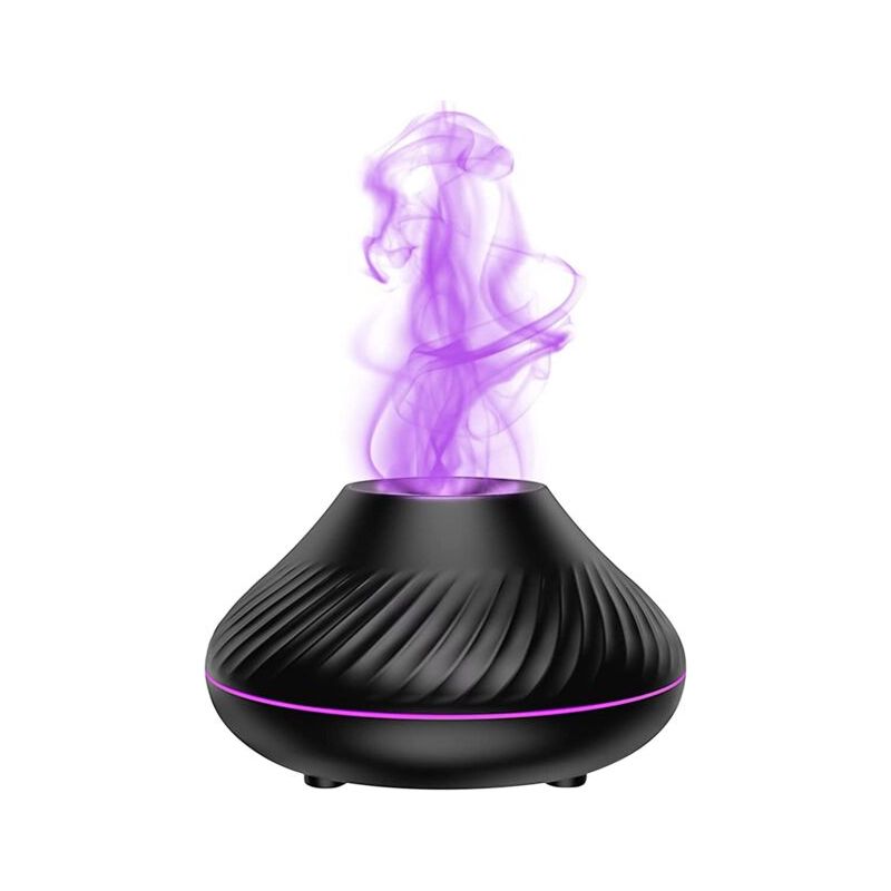 Diffuseur D'Huiles Essentielles,130ml Usb Humidificateur Ultrasonique D'Air Arôme Portable, Simulation De Flamme Diffuseur D'Arôme Et Humidificateur, Pour Chambre Spa Yoga Bureau (noir)
