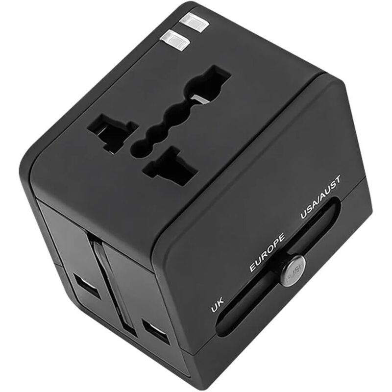 Adaptateur Prise Universelle,adaptateur Universel De Voyage,adaptateur Prise France Vers Usa Canada Australie Japon Adaptateur De Voyage Avec 2 Usb,adaptateur Voyage Adapté Aux 150+ Pays