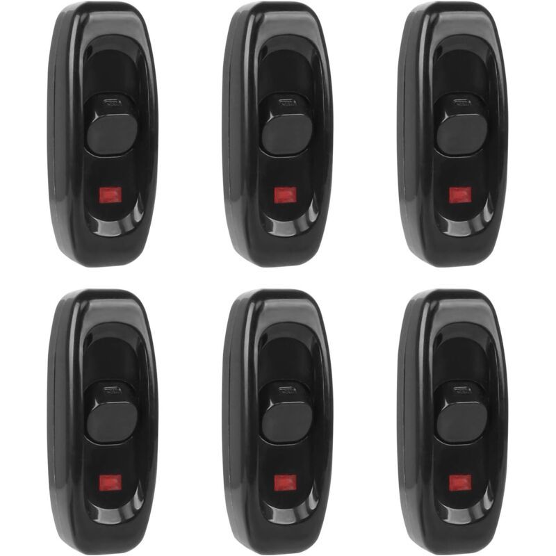 6pcs Interrupteur Lampe, Interrupteur À Bascule 250 V 10 A Ligne Cordon Interrupteur À Touche Basculante Interrupteur Intermédiaire Avec Voyant Led (noir)